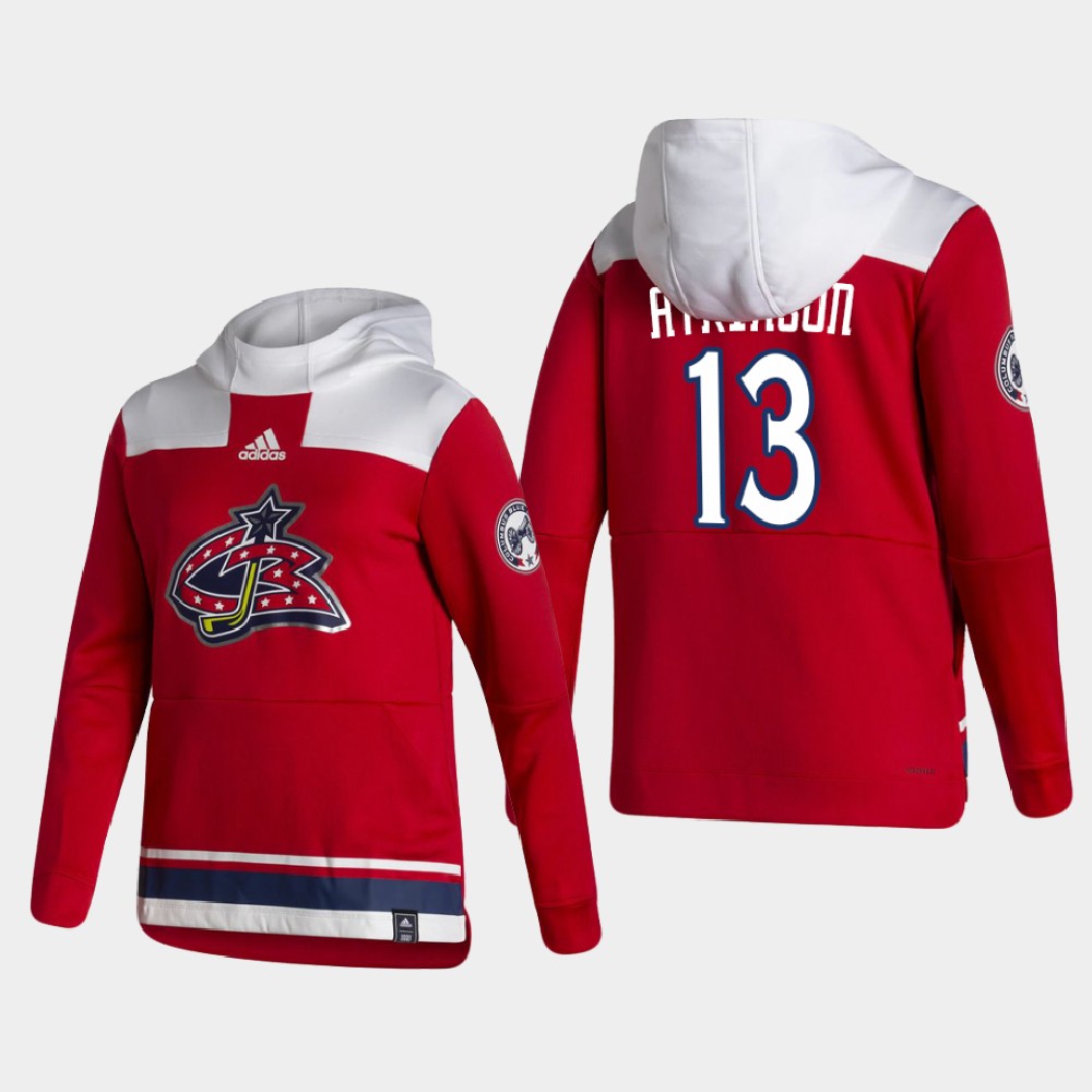 Men Columbus Blue Jackets #13 atkinson Red NHL 2021 Adidas Pullover Hoodie Jersey->columbus blue jackets->NHL Jersey